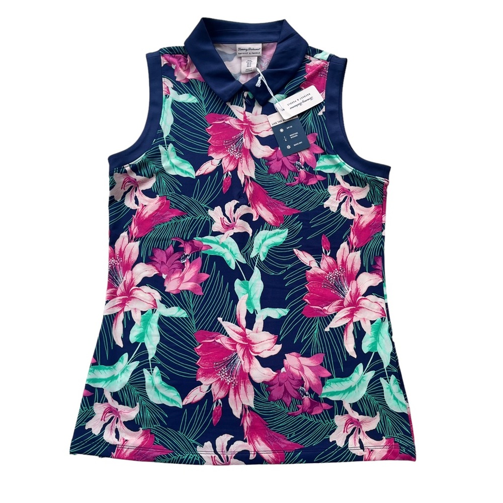 Tommy Bahama Womens Small Racquet & Paddle, Golf Resort Tropical Sleeveless Tank